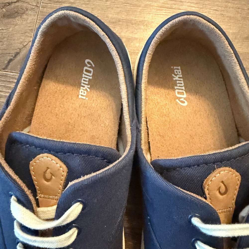 OluKai Kohu Sneakers Womens 8 Navy Blue Textile Low Top Casual Shoes 20516-5454 - Picture 4 of 9